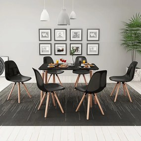 vidaXL 7-dielna jedálenská súprava stola a stoličiek, čierna