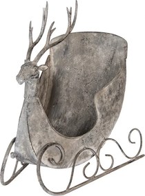 Zinková antik kovová dekorácia sane s jeleňom Deer - 44*34*47 cm