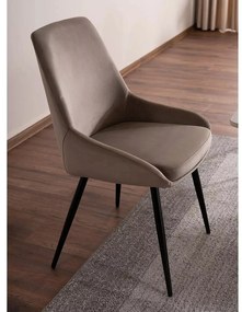 Čalúnená jedálenská stolička Cobe Velvet tmavobéžová/čierna