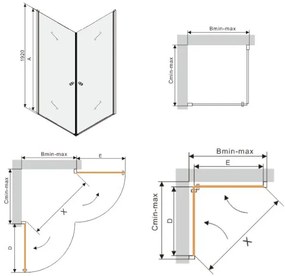 Mexen PRETORIA DUO sprchovací kút 90x90cm, 6mm sklo, chrómový profil-šedé sklo, 852-090-090-02-40