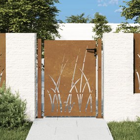 Záhradná brána 105x155 cm kortenová oceľ dizajn trávy 153229