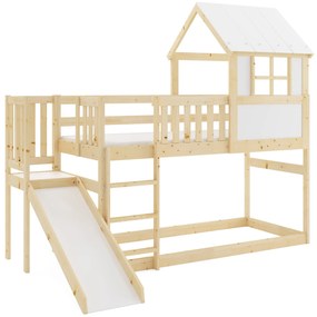 Posteľ ANTRESOLA 200×90 cm so šmykľavkou a strieškou – borovica