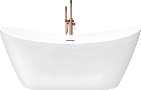 Rea FERRANO Slim, voľne stojaca vaňa 1800×800×745 mm, biela, čierna krytka odtoku, KPL-W6082