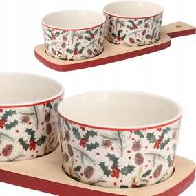 Sada 2 ks porcelánových misek s podnosem PORCELO vícebarevná