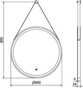 Mexen Reni, LED kúpeľňové zrkadlo s podsvietením 60x60 cm, 6000K, čierny rám, ochrana proti zahmlievaniu, 9812-060-060-611-70