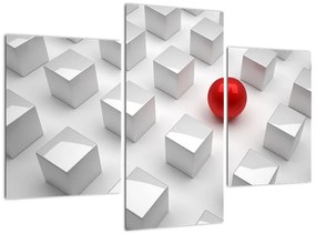 Obraz červené gule medzi kockami