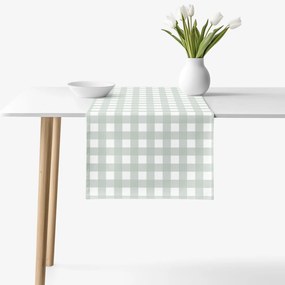 Goldea behúň na stôl 100% bavlnené plátno - šalviovo zelené kocky 35x180 cm