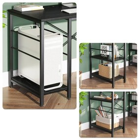 Rohový písací stôl s poličkami, čierny, s možnosťou prestavby