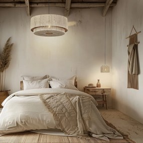 Japandi závesná lampa čierna s hnedým lanom 31cm - Smilla