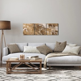 Obraz - Hnedá abstrakcia (s hodinami) (90x30 cm)