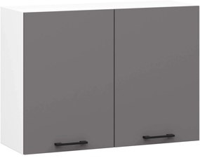 Závesná kuchynská skrinka OLIVIE 80x58 cm 01 matná biela/matná grafitovo šedá