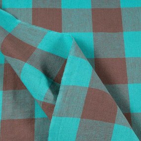Biante Bavlnený behúň na stôl Olivia OL-018 Tyrkysovo-hnedá kocka veľká 20x120 cm