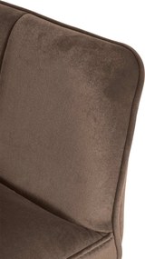 Barová stolička Damaso E - zamat, nerez rám - Hnedá