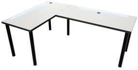 Počítačový rohový stôl N s LED, 200/135x73-76x65, čierna, pravý