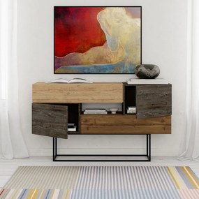 Nízka komoda v dekore duba v hnedo-prírodnej farbe 145x82 cm Titan – Marckeric
