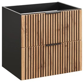 Závěsná umyvadlová skříňka Casad II s deskou a umyvadlem 80 cm černá/dub wotan