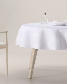 Obrus okrúhly farba produktu biela látka lesklá, zapletaná, vzorované