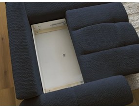 Modrá rozkladacia/s úložným priestorom rohová pohovka z textílie buklé (pravý roh/s leňoškou) Roxelane – Bobochic Paris