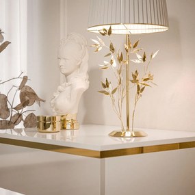 NOČNÝ STOLÍK NESSIE BIELY LESK + ZLATÝ PODSTAVEC