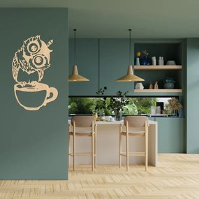 Drevený roztomilý obraz na stenu sova v šálke - sova | SENTOP HDF0438