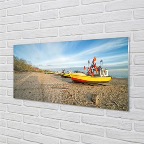 Nástenný panel  Gdańsk Beach lode sea 140x70 cm