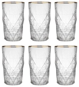 UPSCALE Sada pohárov na long drink so zlatým okrajom 460 ml 6 ks