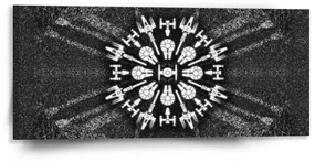 Sablio Obraz Star Wars Vesmírne lode na šedom abstrakte - 110x50 cm