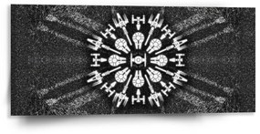Sablio Obraz Star Wars Vesmírne lode na šedom abstrakte - 110x50 cm