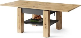 CLEO dub artisan / antracit, rozkladací, zdvíhací konferenčný stôl, stolík