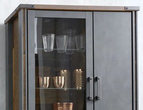 Vysoká vitrína Prime, vintage optika dreva