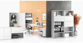 PLAN Kancelársky rokovací stôl DOUBLE LAYERS, bez prepážok, biela