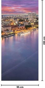 Fototapeta na dvere - Nočné mesto Bratislava s riekou (95x205cm)