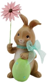 Veľkonočné dekorácie králika s ružovou kvetinou - 9 * 9 * 17 cm