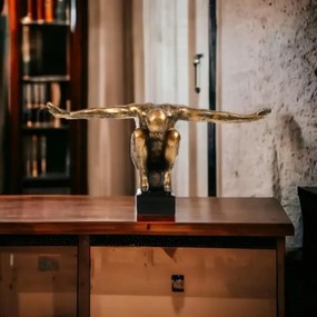Dekorácia na stôl 25x41x20 cm živica/zlatá patina