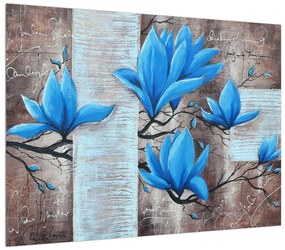 Obraz modrých kvetov (70x50 cm)