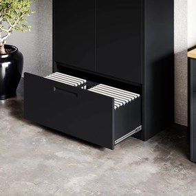 Modulárna kovová multifunkčná skriňa s vysokou zásuvkou čierna MEGAN 1950 x 900 x 400 mm