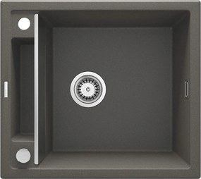 Deante Magnetic, granitový drez na dosku 560x500x219 mm, 3,5" + priestorovo úsporný sifón, 1-komorový, antracitová metalíza, ZRM_T103