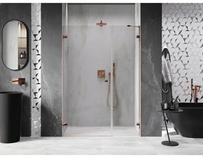 Mexen Lunar-B, ľavé otočné sprchové dvere 140 cm, 8mm číre sklo, ružové zlato profil, 832S-140-050-60-00-L