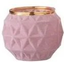 Zamatovo ružový sklenený svietnik Velours Boule - 7 * 8 cm