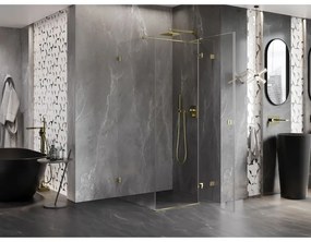 Mexen Lunar T, výklopný sprchový kút pravý 120 x 120 cm, 8mm číre sklo, zlatý profil, 834T-120-120-50-00-P