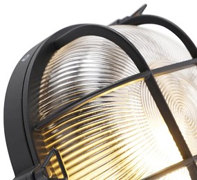 Priemyselná okrúhla nástenná lampa čierna IP44 - Noutica