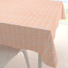 Biante Bavlnený štvorcový obrus Sandra SA-213 Listy na marhuľovo oranžovom 130x130 cm