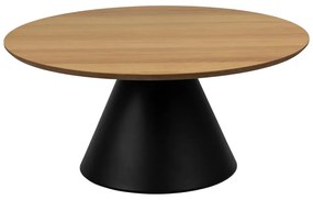 Čierno-prírodný okrúhly konferenčný stolík s doskou v dubovom dekore ø 85 cm Soli – Actona