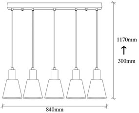 Luster na lanku KEM 5xE27/40W/230V čierny