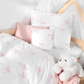 Goldea detské bavlnené obliečky - ružové mašličky 140 x 200 a 70 x 90 cm