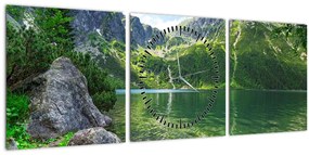 Obraz jazera v Tatrách (s hodinami) (90x30 cm)