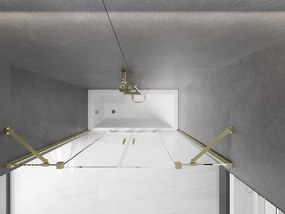 Mexen Velar Duo, 2-krídlová posuvná vaňová zástena 140 x 150 cm, 8mm číre sklo, zlatý matný profil, 896-140-000-02-55