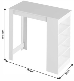 Barový stôl AUSTEN, biela