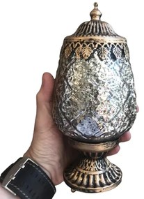 LED medený kov s patinou stolná lampa