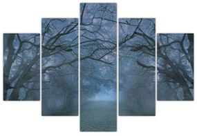 Obraz lesa v hmle (150x105 cm)